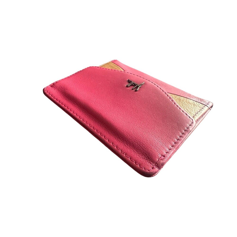 Sybilla Genuine Pink & Yellow Colorblock Leather Compact Bifold Wallet - Picture 4 of 8